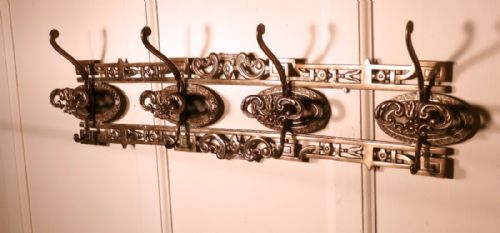 fig 2. Charming French Arts and Crafts Brass Coat Hook Rack