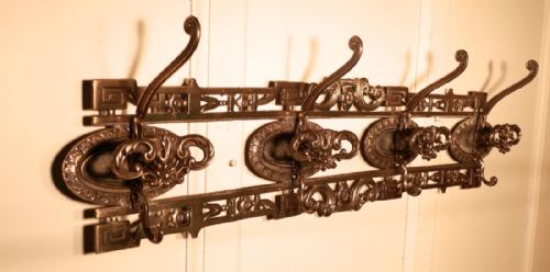 fig 3. Charming French Arts and Crafts Brass Coat Hook Rack