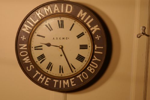fig 1. Rare Mikmaid Milk Advertising Clock, from 1890 