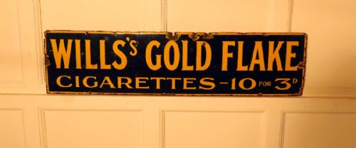 fig 1. Wills Gold Flake Cigarettes Enamel Advertising Sign