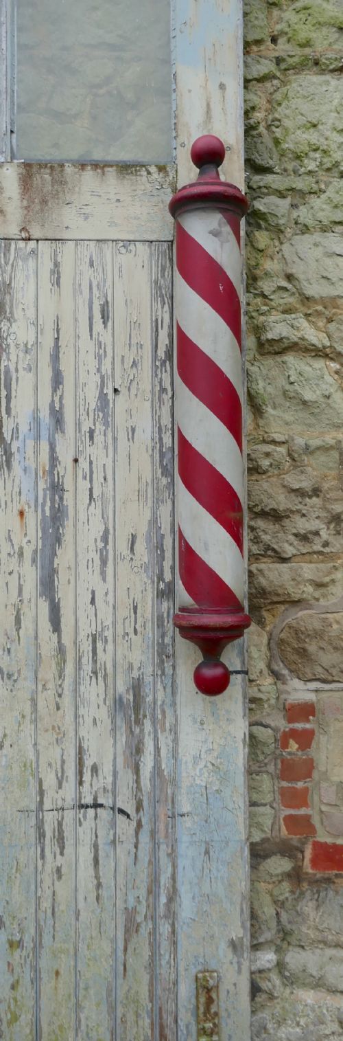 fig 1. Rare English Wooden Barbers Pole Trade Shop Sign