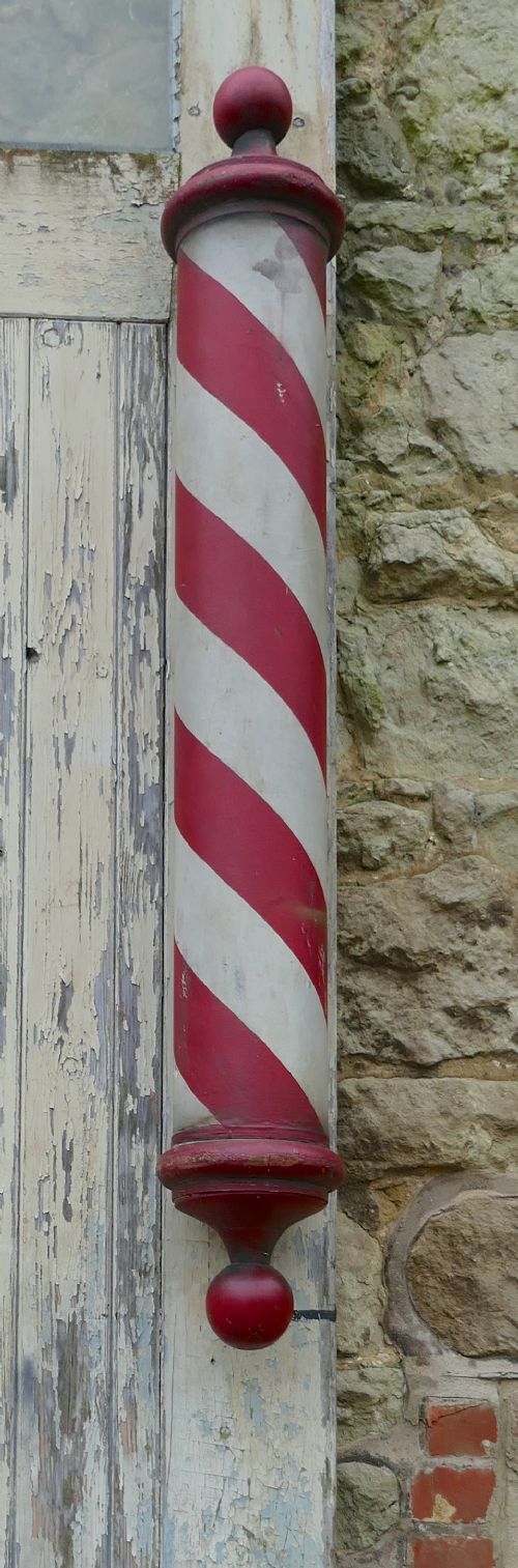 fig 2. Rare English Wooden Barbers Pole Trade Shop Sign