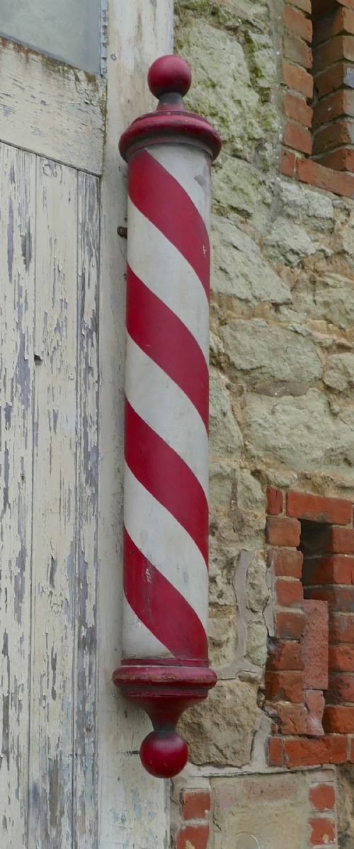 fig 3. Rare English Wooden Barbers Pole Trade Shop Sign