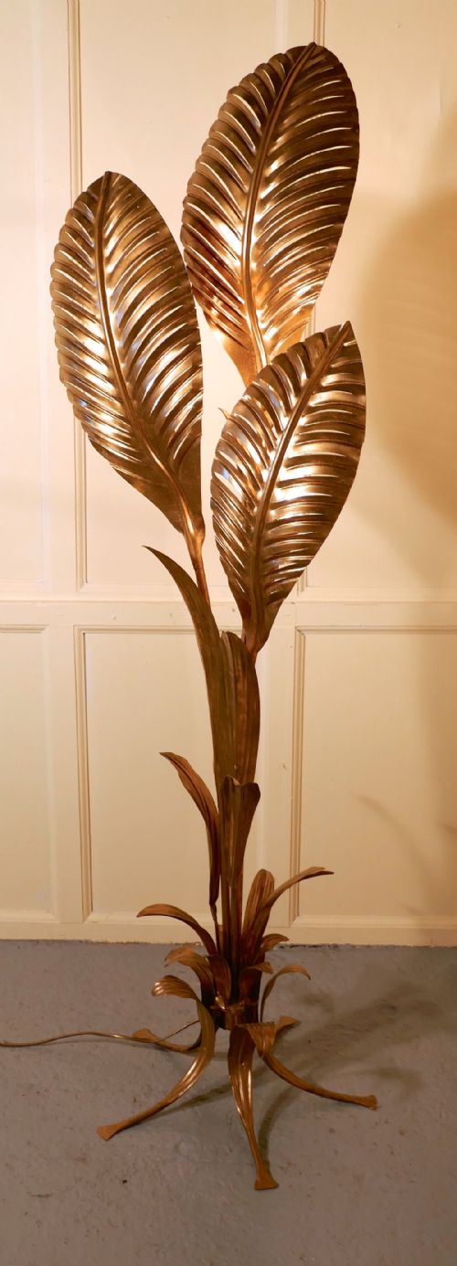 fig 1. French Art Deco Gold Palm Leaf Floor Lamp