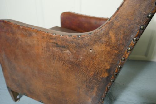 fig 4. A Pair of Elegant Shabby French Art Deco Leather Club Chairs