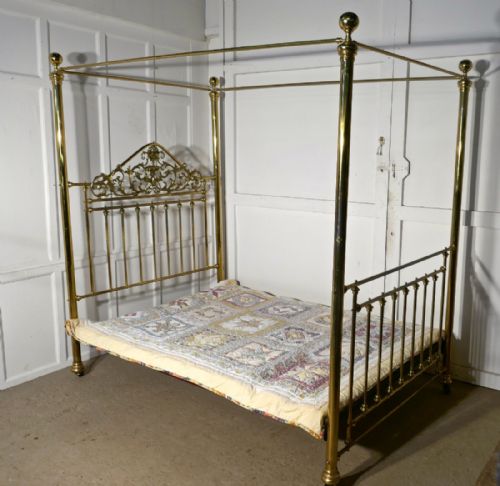fig 1. Victorian Art Nouveau 4 Poster Double Brass Bed