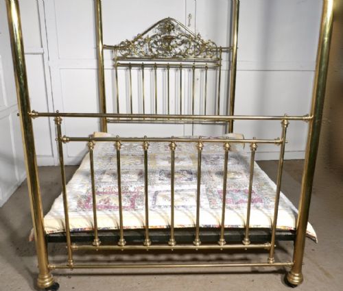 fig 4. Victorian Art Nouveau 4 Poster Double Brass Bed