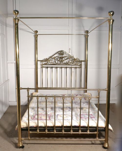 fig 5. Victorian Art Nouveau 4 Poster Double Brass Bed