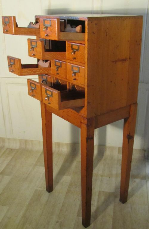 fig 2. 12 Drawer Golden Oak Card Index Filing Cabinet,
