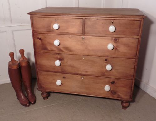 Large Victorian Rustic Pine Chest of Drawers
