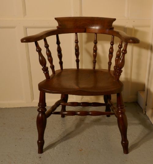 19th Century Elm & Ash Smokers Bow Office or Desk Chair