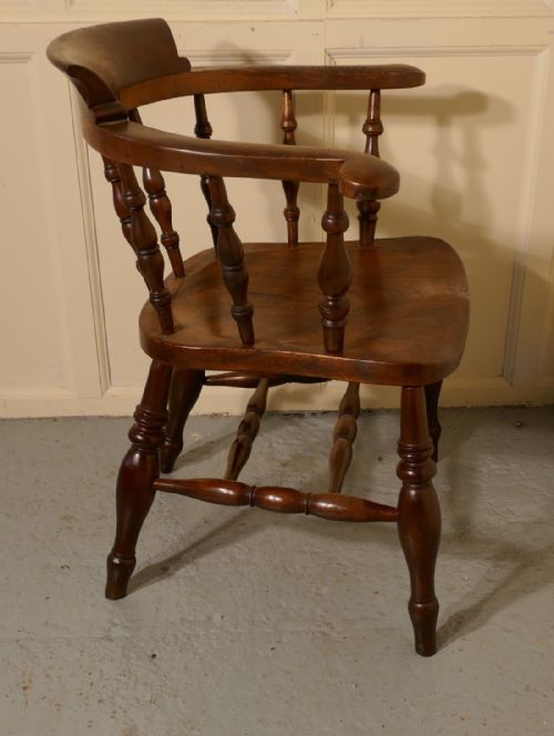 fig 1. 19th Century Elm & Ash Smokers Bow Office or Desk Chair