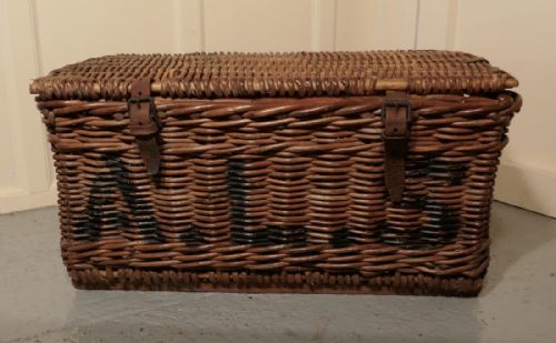 A Large Victorian Wicker Linen Basket or Hamper