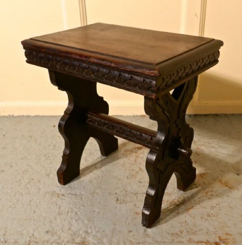 Victorian Gothic Oak Farmhouse Kitchen Stool