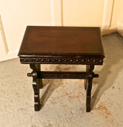 fig 1. Victorian Gothic Oak Farmhouse Kitchen Stool