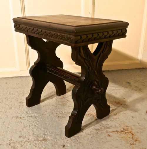 fig 2. Victorian Gothic Oak Farmhouse Kitchen Stool