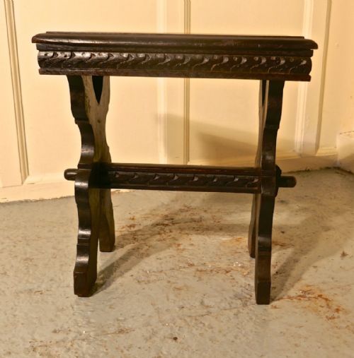 fig 3. Victorian Gothic Oak Farmhouse Kitchen Stool