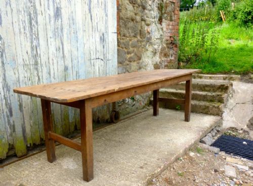 A Long French Rustic Pine Table

