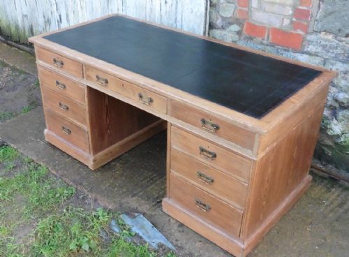 A Very Large Victorian Pitch Pine Desk, by Heals