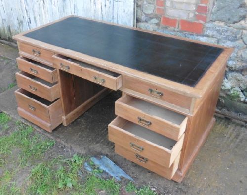 fig 4. A Very Large Victorian Pitch Pine Desk, by Heals