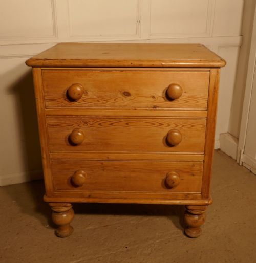 A Very Small Victorian Stripped Pine Chest of Drawers