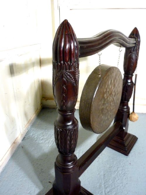 fig 2. A Large Carved Mahogany & Brass Dinner Gong
