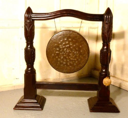 fig 4. A Large Carved Mahogany & Brass Dinner Gong