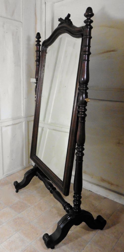 fig 1. Superb 19th Century Breton Oak Cheval Mirror