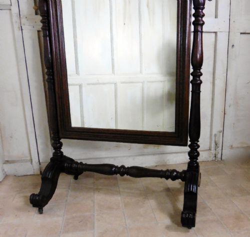 fig 3. Superb 19th Century Breton Oak Cheval Mirror