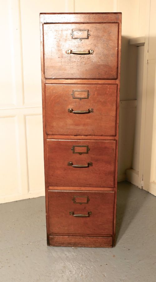 Large Edwardian 4 Drawer Oak Filing Cabinet