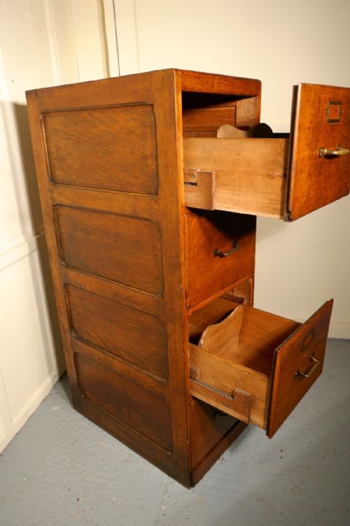 fig 2. Large Edwardian 4 Drawer Oak Filing Cabinet