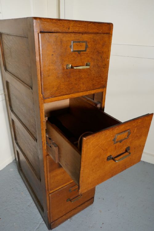 fig 3. Large Edwardian 4 Drawer Oak Filing Cabinet