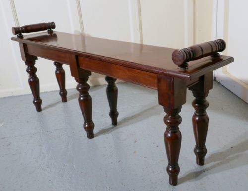 A Superb Quality Long Mahogany Window Seat, Hall Bench