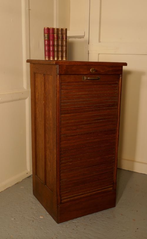 fig 4. Tambour Fronted Oak Art Deco Filing Cabinet