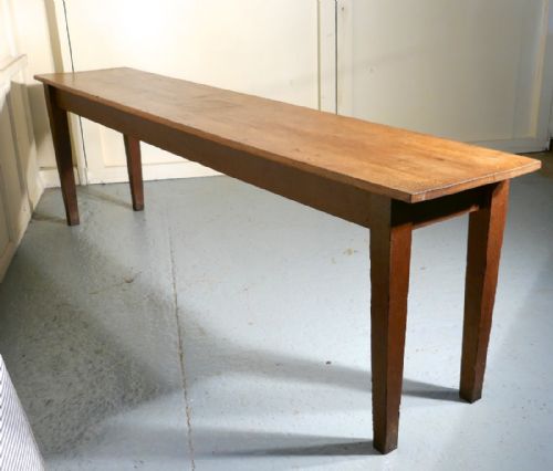 Long Narrow Golden Oak Farmhouse Kitchen Table