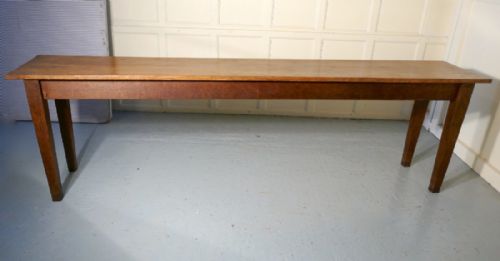 fig 1. Long Narrow Golden Oak Farmhouse Kitchen Table