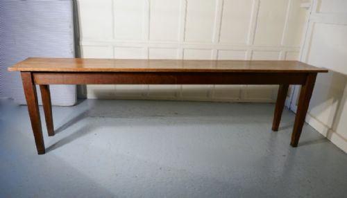 fig 2. Long Narrow Golden Oak Farmhouse Kitchen Table