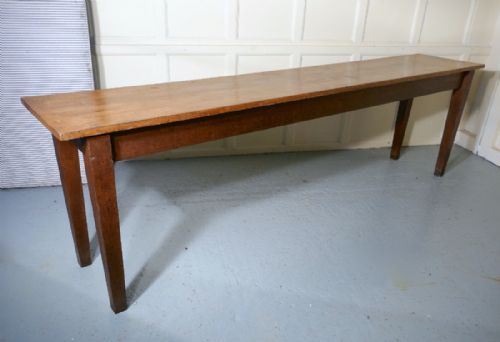 fig 3. Long Narrow Golden Oak Farmhouse Kitchen Table
