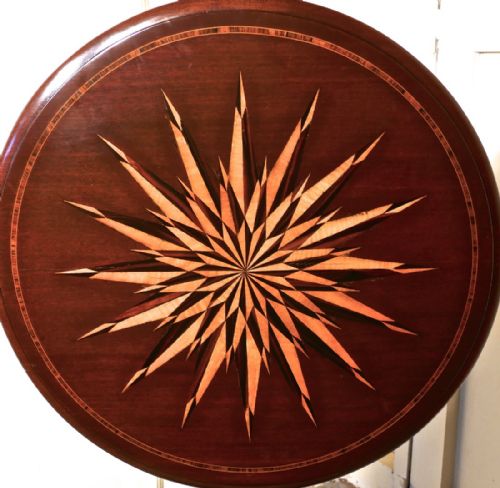 fig 1. Superb William IV Starburst Inlaid Tilt Top Mahogany Table