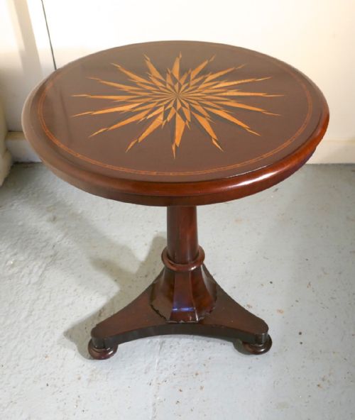 fig 4. Superb William IV Starburst Inlaid Tilt Top Mahogany Table