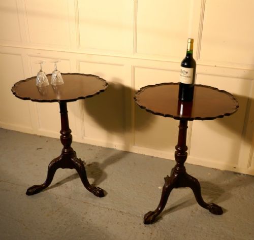 fig 3. A Pair of Georgian Mahogany Tripod Wine Tables with a Pie Crust Edge