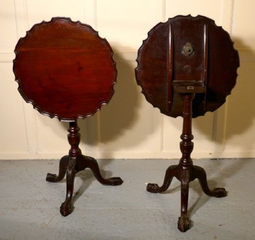 fig 4. A Pair of Georgian Mahogany Tripod Wine Tables with a Pie Crust Edge