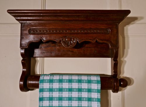 19th Century Bretton Carved Oak Towel Rail