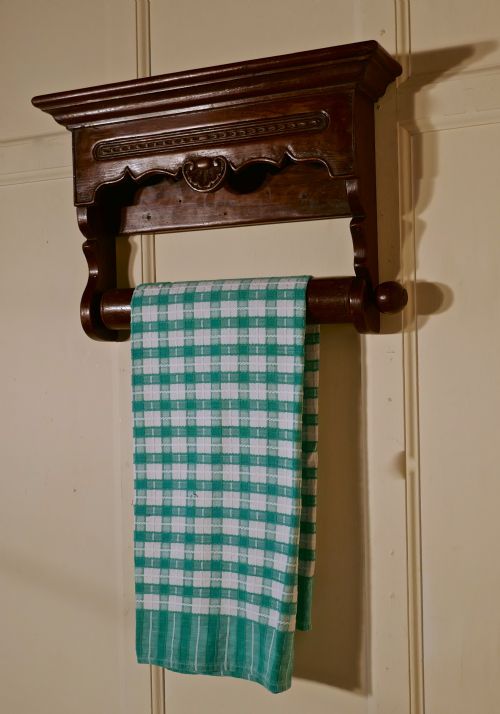 fig 1. 19th Century Bretton Carved Oak Towel Rail