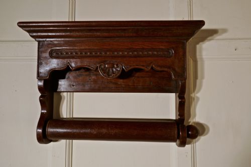 fig 3. 19th Century Bretton Carved Oak Towel Rail