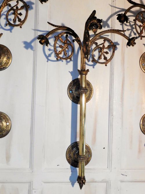 fig 5. A Set of 4 French Very Large Brass Triple Wall Lights