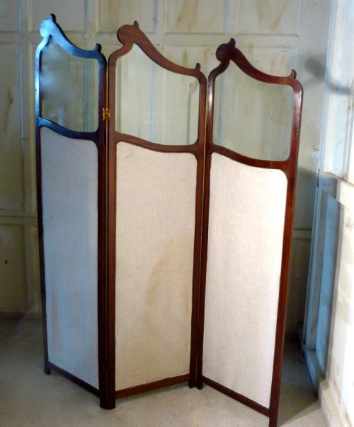 fig 1. 19th Century French Mahogany Upholstered Dressing Screen