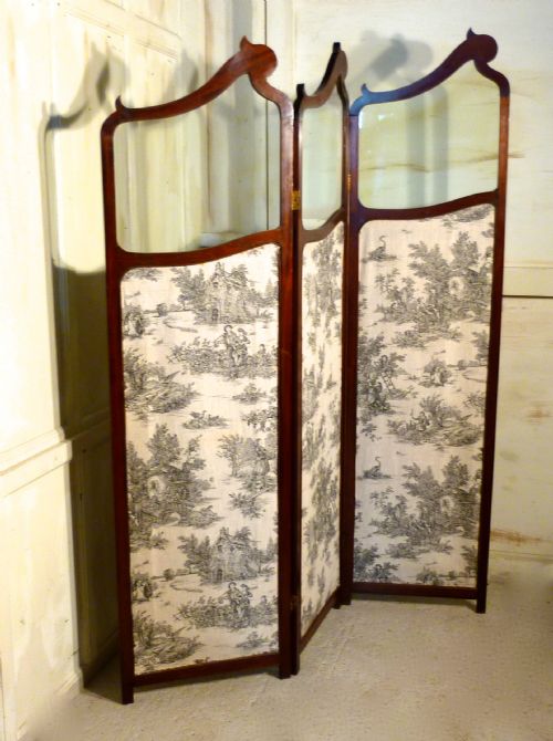 fig 3. 19th Century French Mahogany Upholstered Dressing Screen