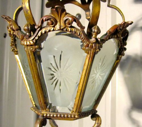 fig 2. A Superb Quality French Brass and Etched Glass Lantern