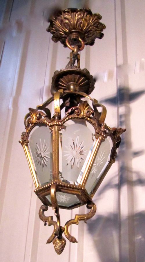 fig 4. A Superb Quality French Brass and Etched Glass Lantern